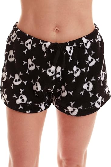 Just Love Women's Plush Pajama Shorts - skull pajamas