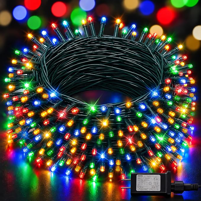 Dazzle Bright 66FT 200 LED Christmas String Lights Outdoor with 8 Modes - string light