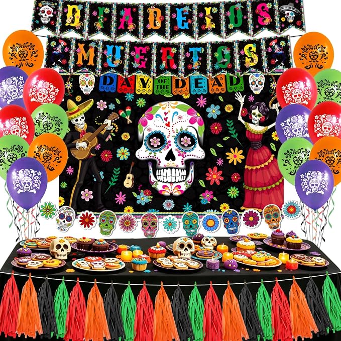 Dia De Los Muertos Decorations Sugar Skull Day of the Dead Halloween Decor - skull carpet
