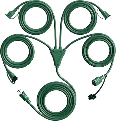 Eversimpleinc 1 to 4 Splitter Extension Cord, 3 Prong Plug 46FT