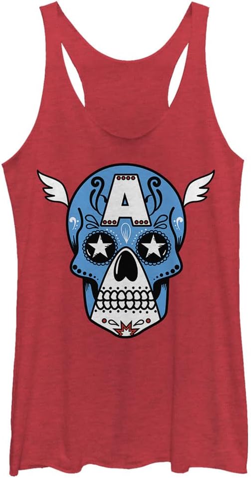 Marvel Women's Captain America Sugar Skull - skull tank tops