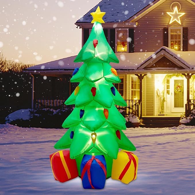 7 FT Inflatable Christmas Tree, Christmas Tree with 3 Gift Wrapped Boxes, Christmas Decoration for Indoor Outdoor Yard Garden - skull inflatable