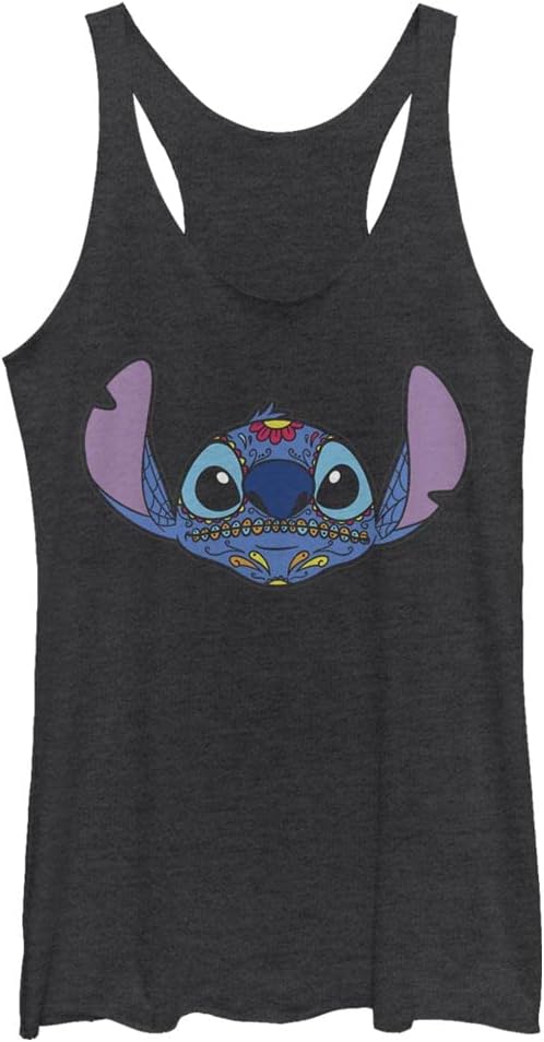 Disney Women's Sugar Skull Stitch - skull tank tops