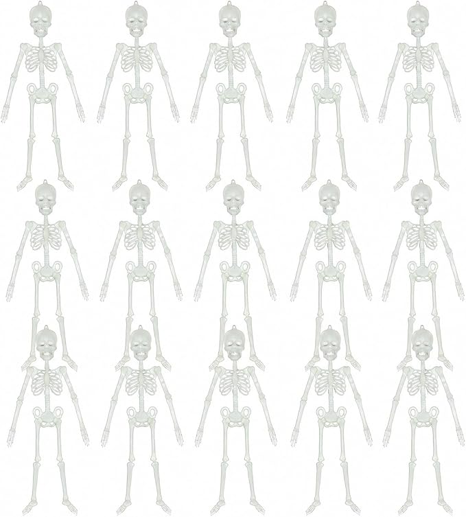 16Pcs Glow in The Dark Skeletons Halloween Hanging Skeleton Decorations - string light
