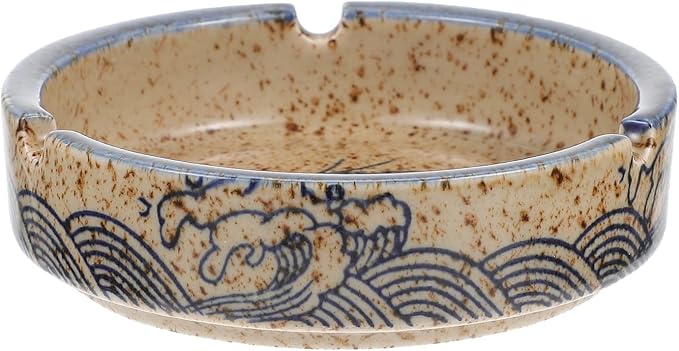Ceramic Ashtray, Outdoor Cigarette Ashtray Smoking Ash Holder for Indoor, Outdoor, Patio, Home, Office 1pcs (Fish pattern) - skull ashtray