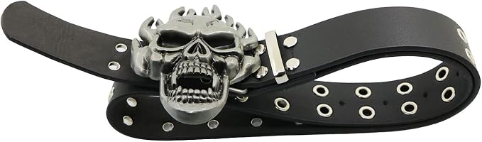 Men And Women Metal Skull Head Leather Buckle Belt Waist Band Jeans Decorative Punk Belt Waist Chain Belt