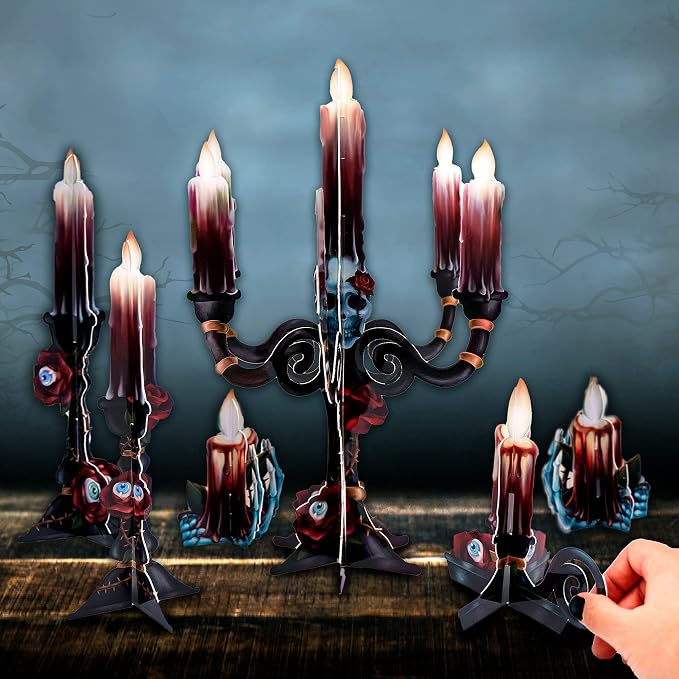 Cheerland Halloween Centerpieces 3D Rose Skull Candle Cutouts for Halloween Birthday Party Table Decorations - skull candle