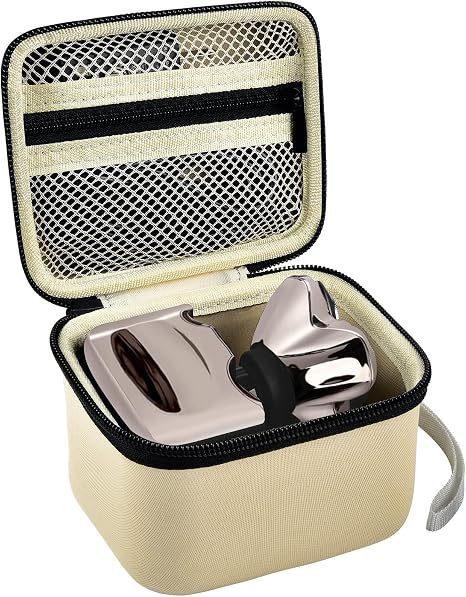 Case for Skull Shaver Electric Pitbull Pro Razor, Hard Travel Rotary Men Head Shavers Beard Trimmer Storage Carrying Box with Zipper Mesh Pocket for Men's Gold Pro Mustache Grooming Kit, Beige-Only - skull suitcase