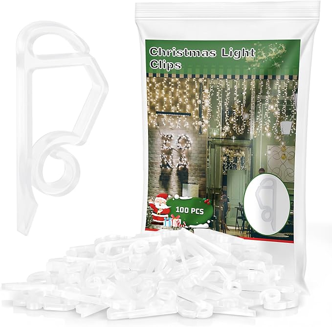 MEILIDY Christmas Light Clips, Plastic Gutter Clips, Clear, 100 Pcs - string light