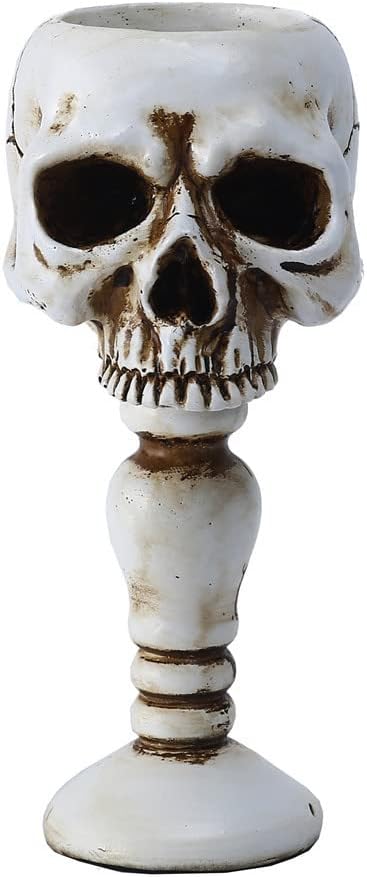 YANGMEI 1Pcs Skull Candle Holder Halloween Decorations,Vintage Skeleton Candlestick Gothic Style for Halloween Christmas Party Bar Decoration Art Crafts for Home Decor (Resin) - skull candle