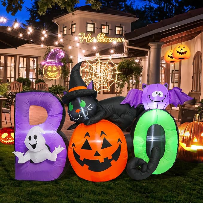 MUMTOP Halloween Inflatables Outdoor Decor, Pumpkin Inflatable with Ghost