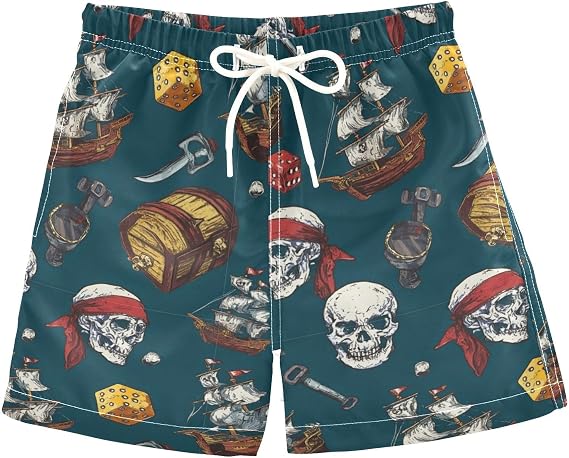 Boccsty Pineapple Geometric Summer Boys Swim Trunks Baby Kids Swimwear Summer Toddler Beach Board Shorts 2T-XL - skull swimsuit