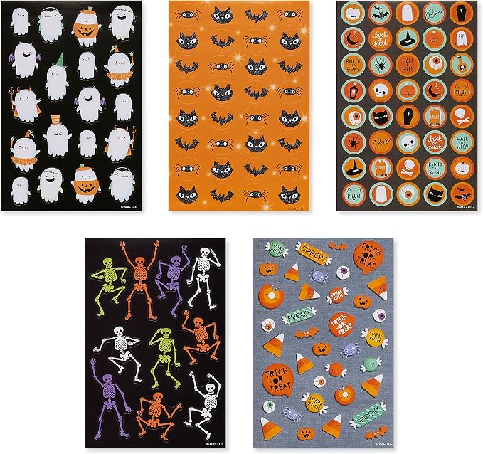 American Greetings 522-Count Halloween Stickers for Kids, Assorted Halloween Themes - skull sticker