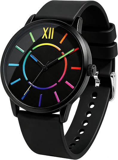 Bisley Watch for Women Men Rainbow Large Face Analog Watch Waterproof - skull watch