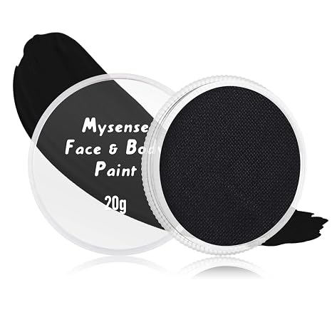 Mysense Black Face Body Paint Makeup,Water Activated Painting for Adults Sugar Skull Day of the Dead Skeleton Ghost Zombie Cosplay SFX Costume Festivals Halloween,20g - sugar skull makeup