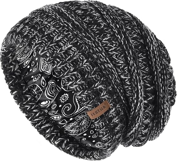 FURTALK Winter Beanie Hat for Women Satin Lined Cable Knit Chunky Slouchy Beanies Skull Warm Cap - skull jacket