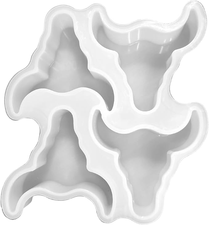 4 Bull Skull Freshie Silicone Tray Mold | Vent Clip Size Size 4.1" Wide x 4.55" Long x 0.8" Deep | Skull Mold for Freshie, Soap, Resin, Candle Longhorn Heat Resistant Oven Scented Aroma Beads - skull ashtray