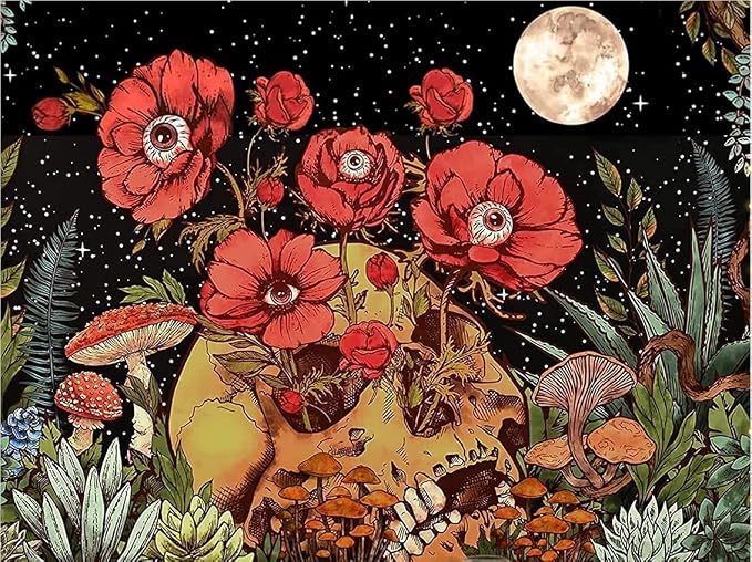 KTHOFCY 5D DIY Diamond Painting Kits for Adults Kids Skull Flower and Moon Full Drill Embroidery Cross Stitch Crystal Rhinestone Paintings Pictures Arts Wall Decor Painting Dots Kits 15.7X11.8 in - skull painting