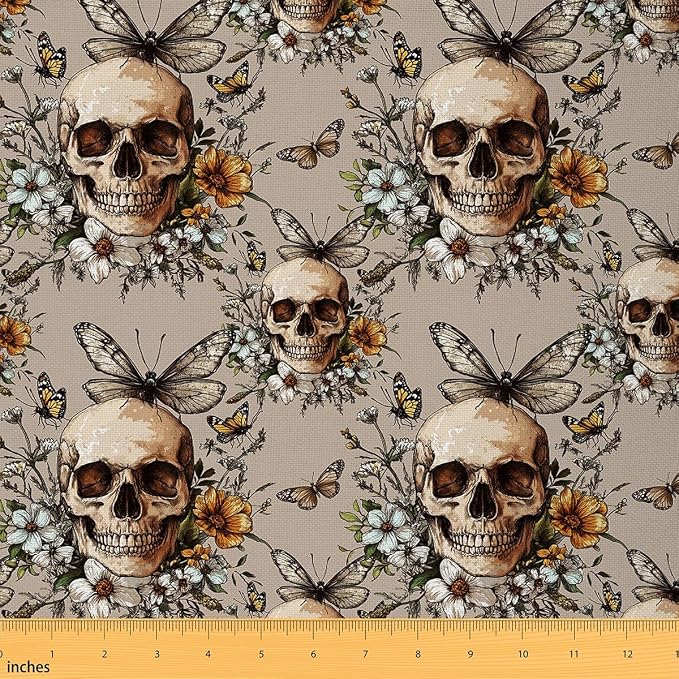 Feelyou Sugar Skull Fabric By The Yard Decorative
