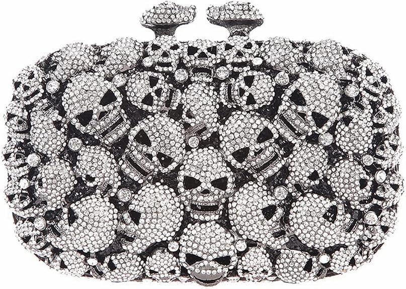 DJBM Women Rhinestone Skull Clutch Purse Halloween Gothic Evening Bag - sugar skull handbags for sale