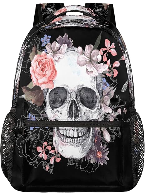 Kids Backpacks for Girls Boys Adult 12 x 5.9 x 18 in - skull backpack