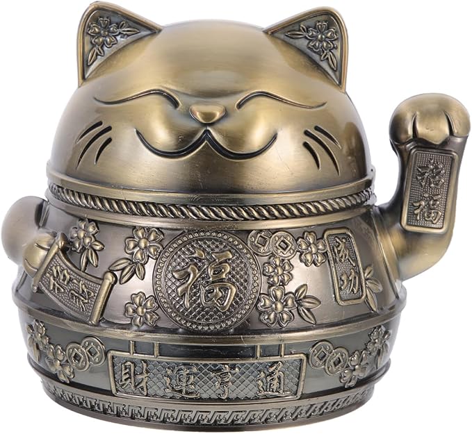 Windproof Vintage Cat Ashtray with Lid, Metal Portable Ash Tray Holder for Cigarette Cigar - Cute Retro Black Bronze Decor for Home Office Tabletop Patio - skull ashtray