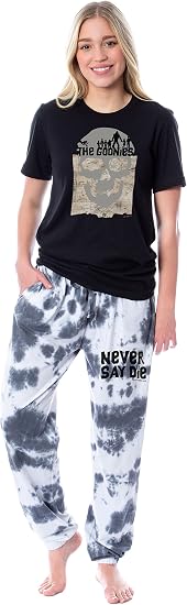INTIMO The Goonies Womens' Movie Skull Map Never Say Die Sleep Pajama Set - skull pajamas