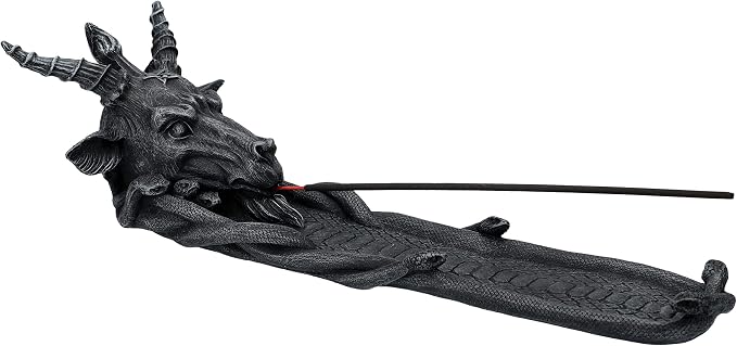 Pacific Giftware Baphomet Incense Burner, Resin Gothic Collectible Statue of Goat with Snakes, 11.25 Inches x 3.75 Inches x 3.5 inches - skull incense burner