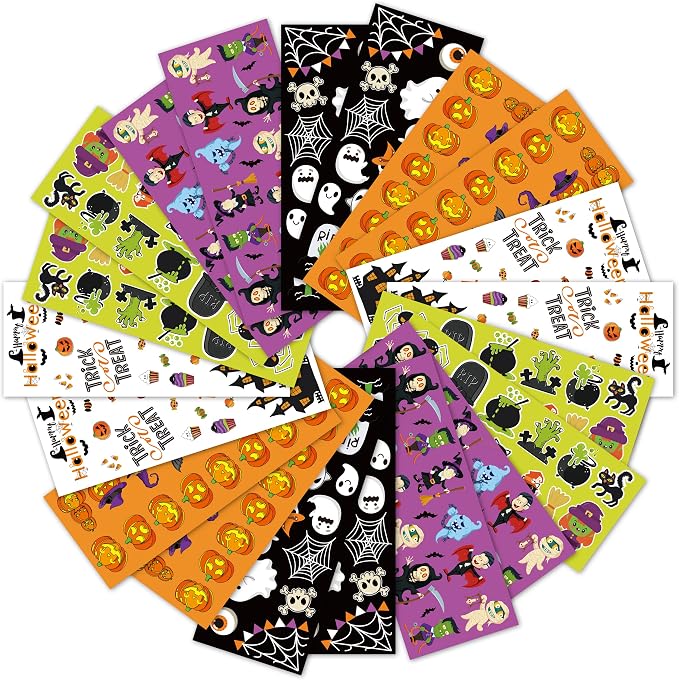 LINAYE Halloween Stickers for Kids 40 Sheets 680Pcs Stickers Bulk - skull sticker