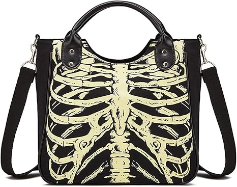 Gothic Backpack Canvas Bag Luminous Fashion Skull Crossbody Printed Bag Zipper Luminous Striped Shoulder Bag (Sternum Bag)