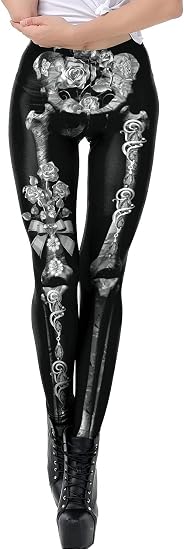 Skull Halloween Leggings for Women High Waisted Spider Skeleton Holiday Slim Stretchy Pants Sport Running Trousers