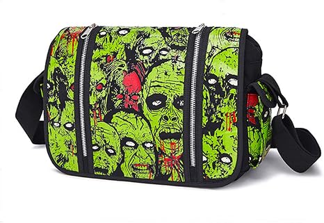 Gothic Canvas Backpack with Printed Skull - Green Tote Bag - skull backpack