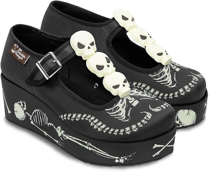 Hot Chocolate Design Whimsical Women's Platform Mary Jane Shoes - sugar skull boots