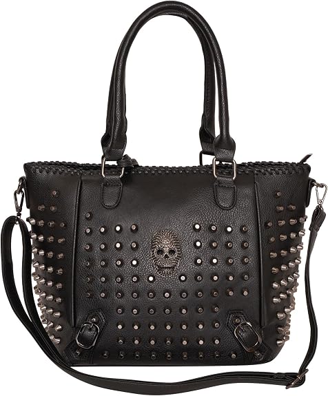 Ro Rox Skull Bag Studded Wren Gothic Punk Buckle Messenger Shoulder Bag Large - sugar skull handbags for sale