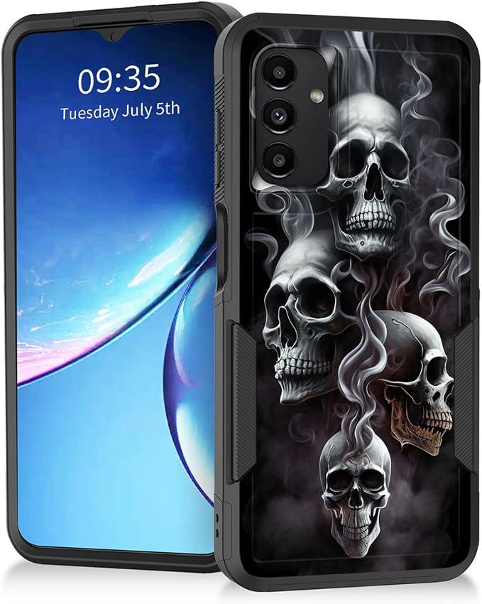 for Galaxy A13 5G Case,Heavy Duty Dual Layer Hybrid Hard PC Soft Rubber Shockproof Protective Rugged Bumper Case for Samsung Galaxy A13 5G,Unique Skull - Skull phone case