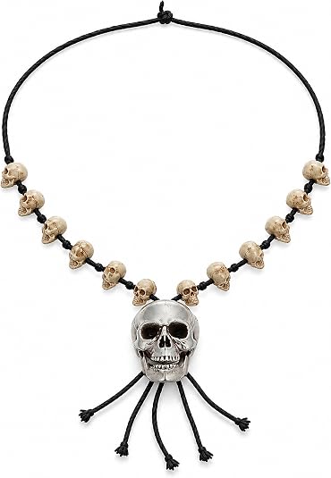 Healifty Halloween Skull Necklace, Resin Bone-Look Goth Jewelry Charm - sugar skull costume