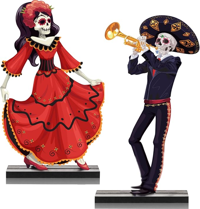 Vicenpal 2 Pcs Day of The Dead Decoration Dia De Los Muertos Decor, Scary - sugar skull ornament