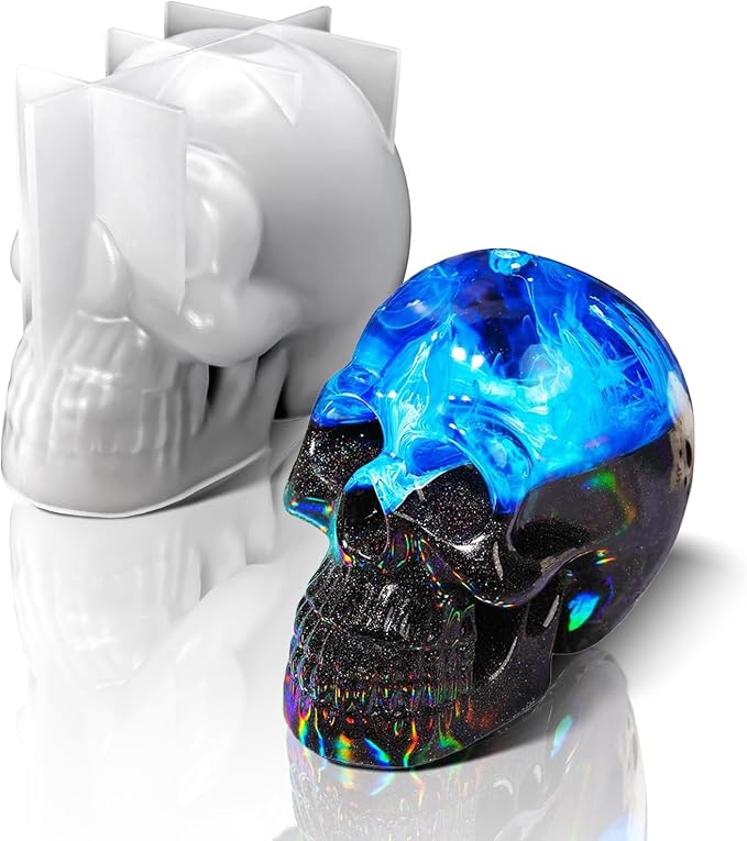 3D Skull Silicone Mold for Resin, Candle Making & DIY Casting - skull ashtray