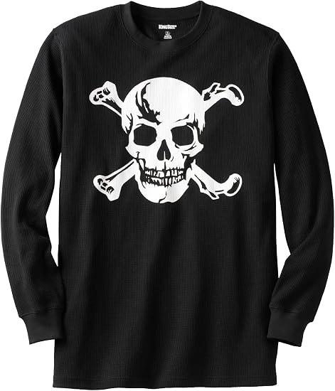 KingSize Waffle-Knit Thermal Crewneck Tee - skull swimsuit