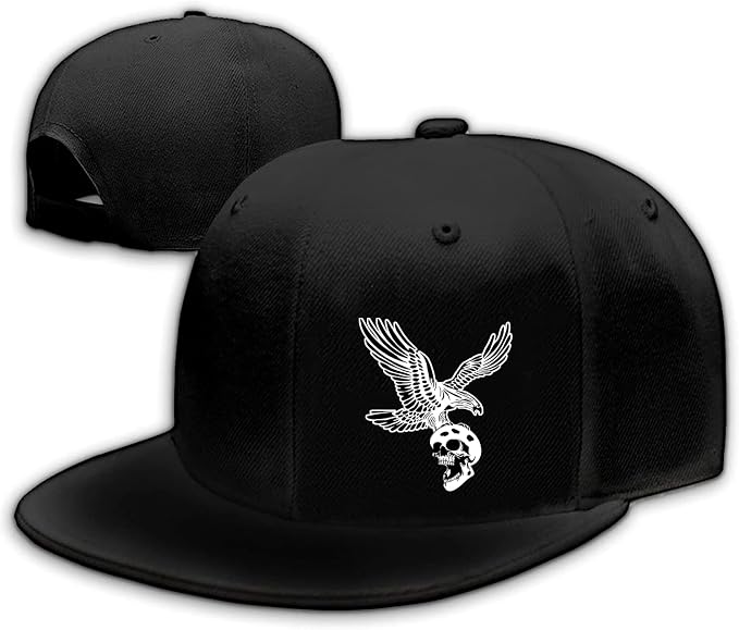 Snap Backpack Hat for Men Skull Hat Snapback Hats Flat Bill Baseball Cap Adjustable Skeleton Hand Black - skull backpack