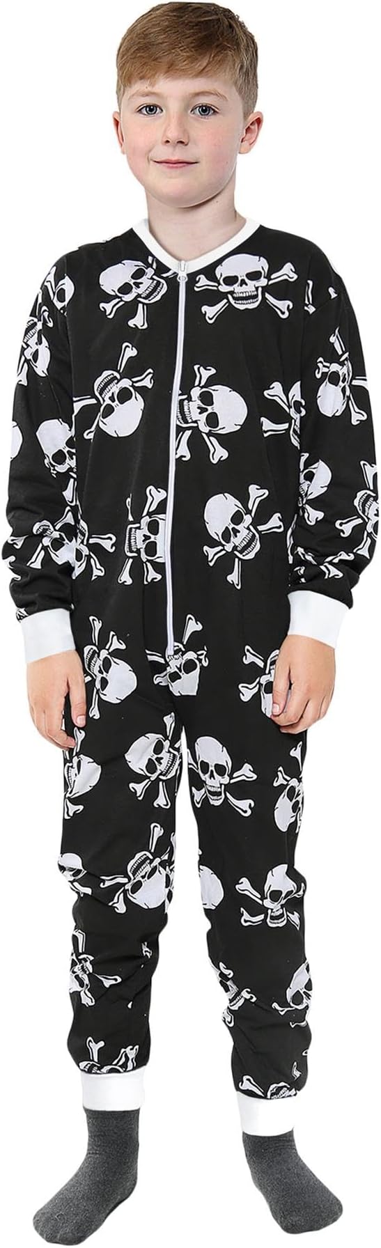 A2Z 4 Kids Girls Boys Cotton Onesie One Piece Pyjamas Skull Bones Print Outfit Playsuit Comfy Kids Gifts Age 5-13 Years - skull pajamas