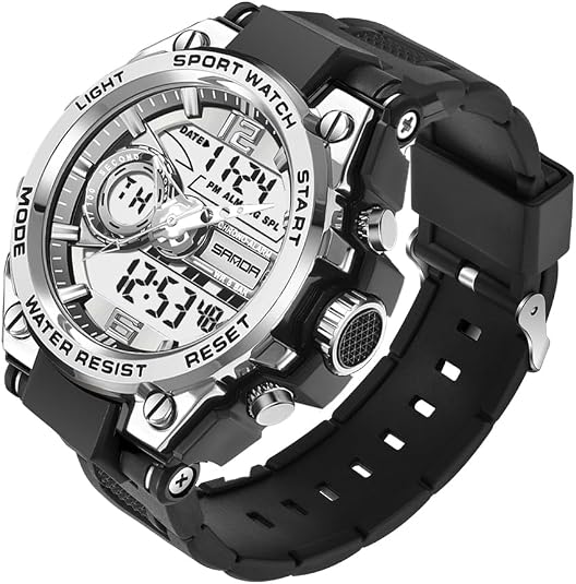 KXAITO Men's Watches Sports Outdoor Waterproof Military Watch Date Multi Function Tactics LED Alarm Stopwatch - skull watch