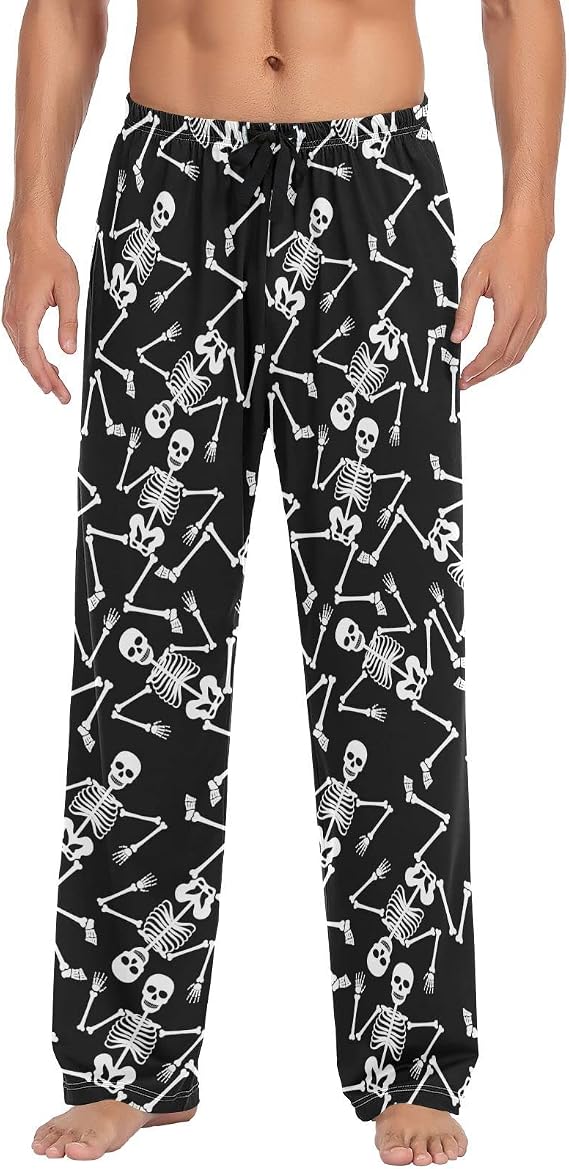 Cute Pajama Pants Mens Lounge Pants Super Soft Men Pajama Bottoms with Pockets Drawstring - skull pajamas