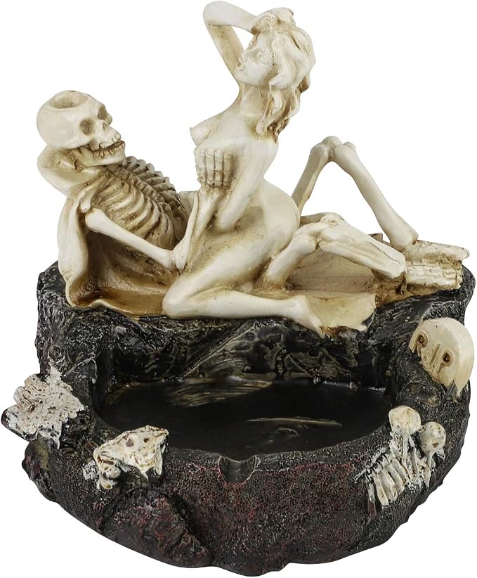 Resin Skull Ashtray Halloween Decoration Home Decor Skeletons Figurines Halloween Ashtray Skull Lover Ashtray Ornament Skeleton Couple Figurine Ashtray for Decor Festival Gift - skull figurine