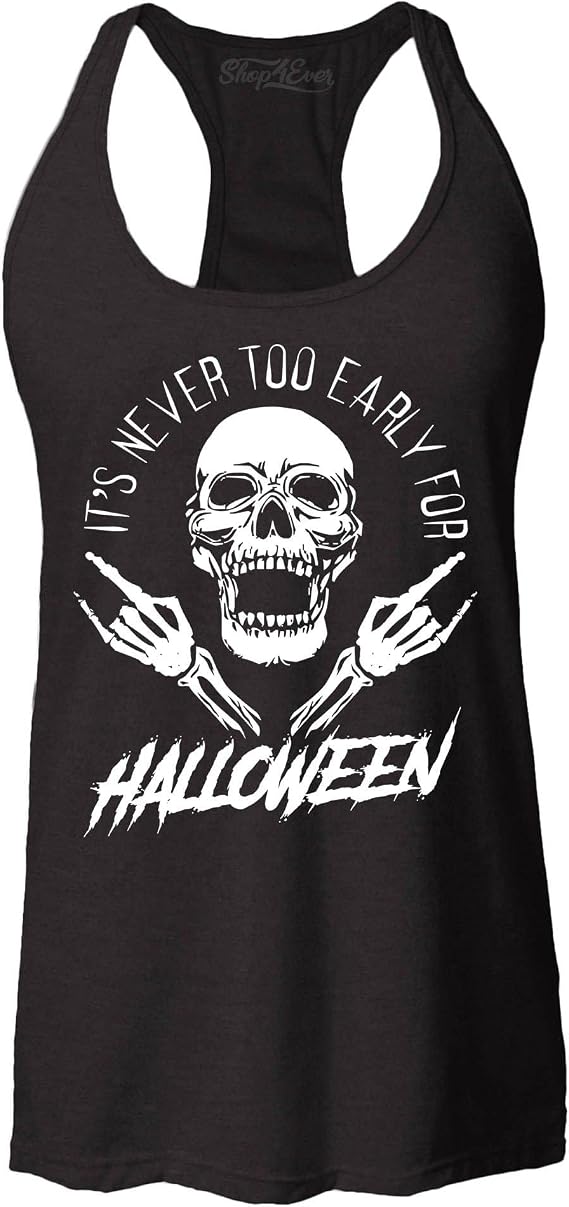 shop4ever® It's Never Too Early for Halloween Skull Skeleton Women's Racerback Tank Top Slim Fit - skull tank tops