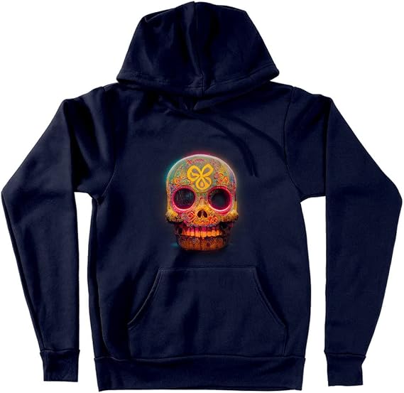 Floral Skull Hooded Sweatshirt - Dia De Muertos Hoodie - Sugar Skull Hoodie - skull hoodie