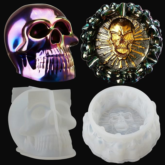 Skull Halloween Resin Molds,Halloween Silicone molds for Resin - skull ashtray