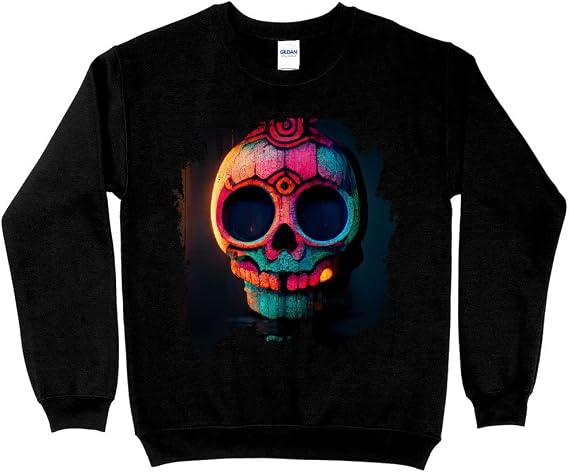 Neon Light Sweatshirt - Graphic Crewneck Sweatshirt - Sugar Skull Sweatshirt - skull sweatshirts