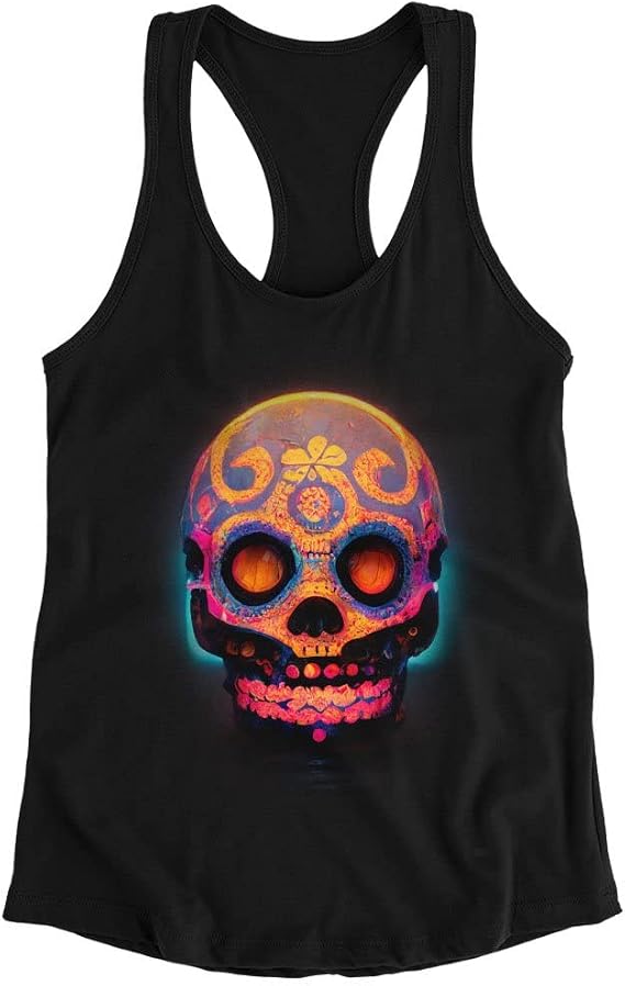 Dia De Muertos Racerback Tank - Sugar Skull Tank - Festive Workout Tank - skull tank tops