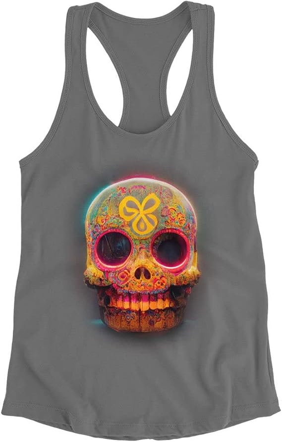 Floral Skull Racerback Tank - Dia De Muertos Tank - Sugar Skull Workout Tank - skull tank tops